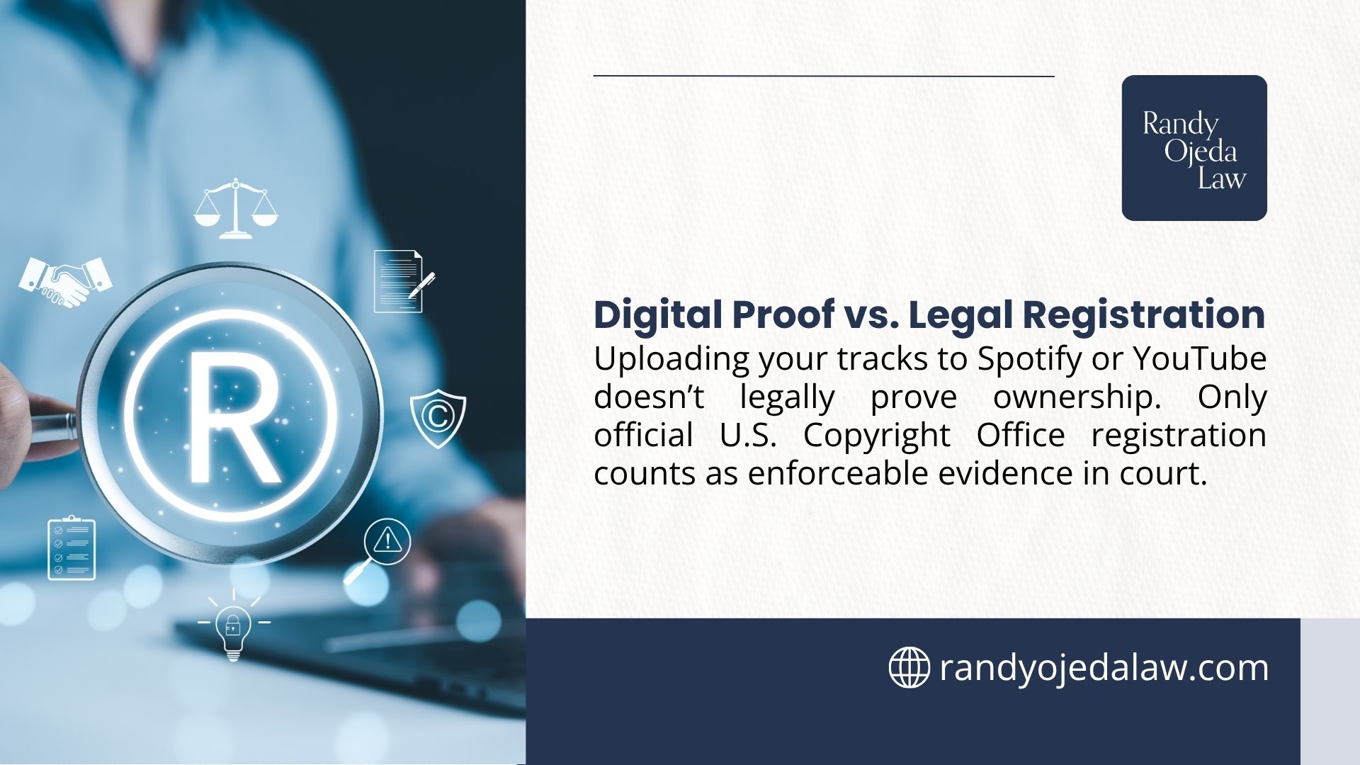 Only U.S. Copyright Office registration proves ownership - not uploading to Spotify or YouTube